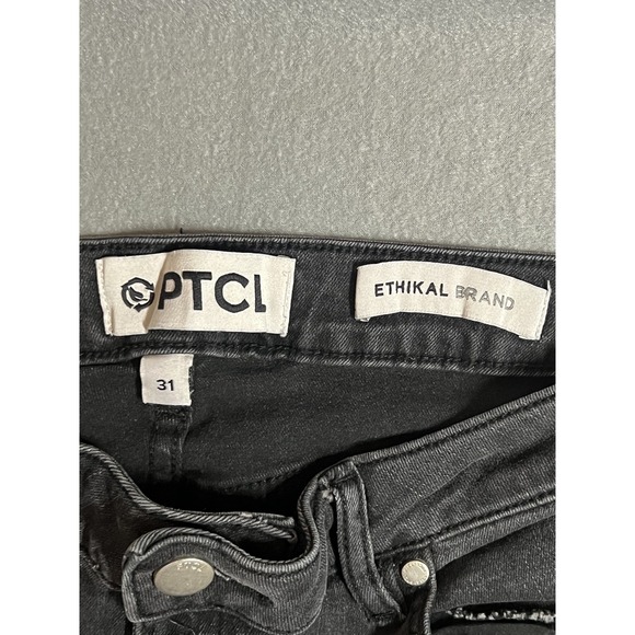 PTCL ETHIKAL BRAND Women's Black Studded Flare Jeans Size 31 Stretch Denim - Picture 6 of 12